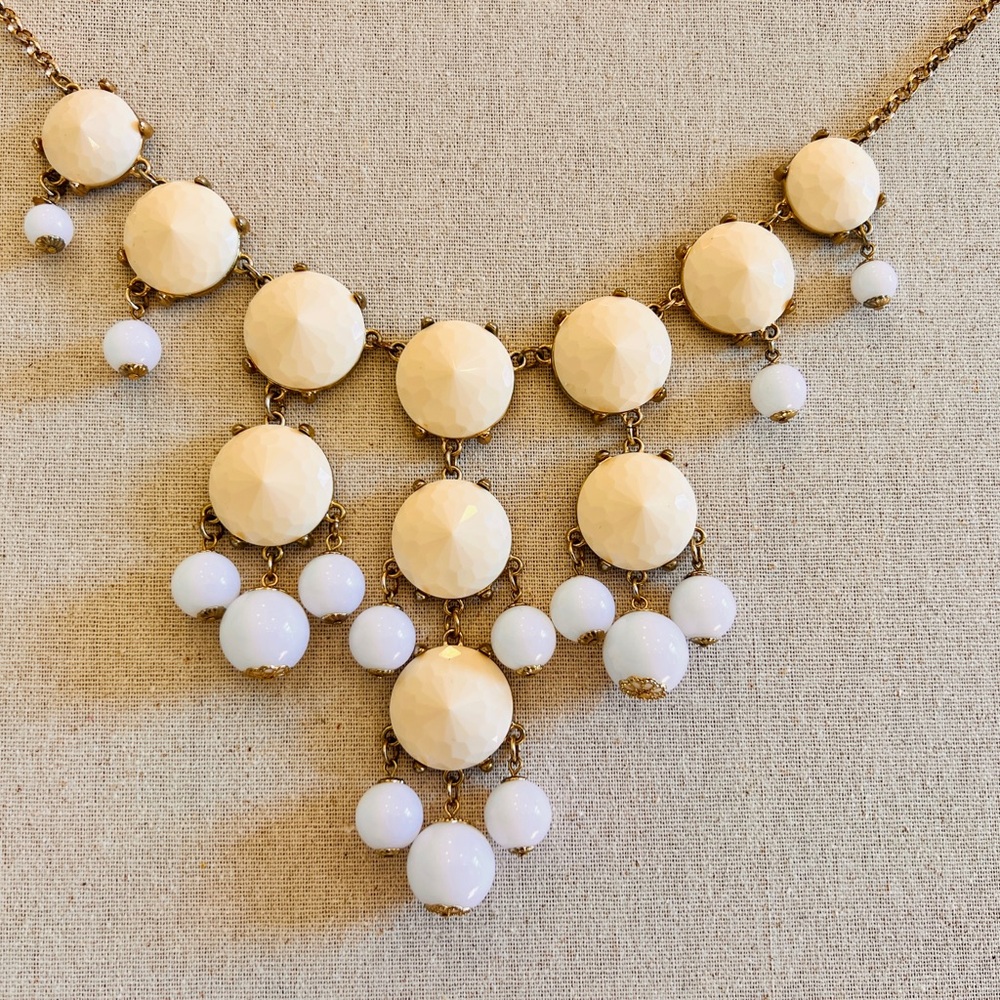 GLAM J. Crew Milk Glass and Cream Quartz Statement Necklace